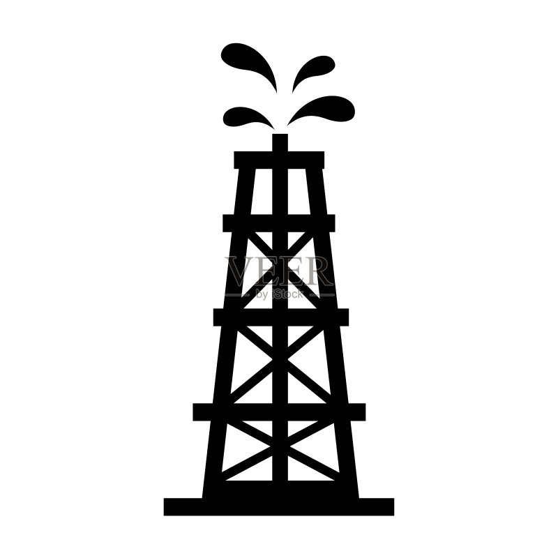 白色背景上的石油钻井平台图标logo图标素材