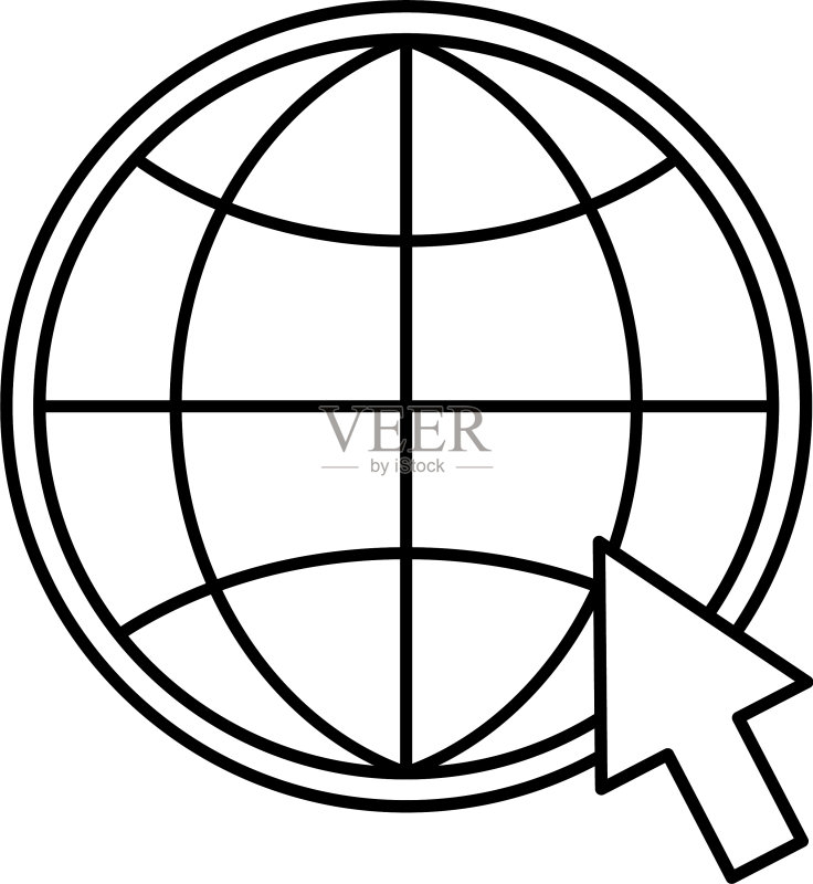 带有光标轮廓的全球领域图标图标素材