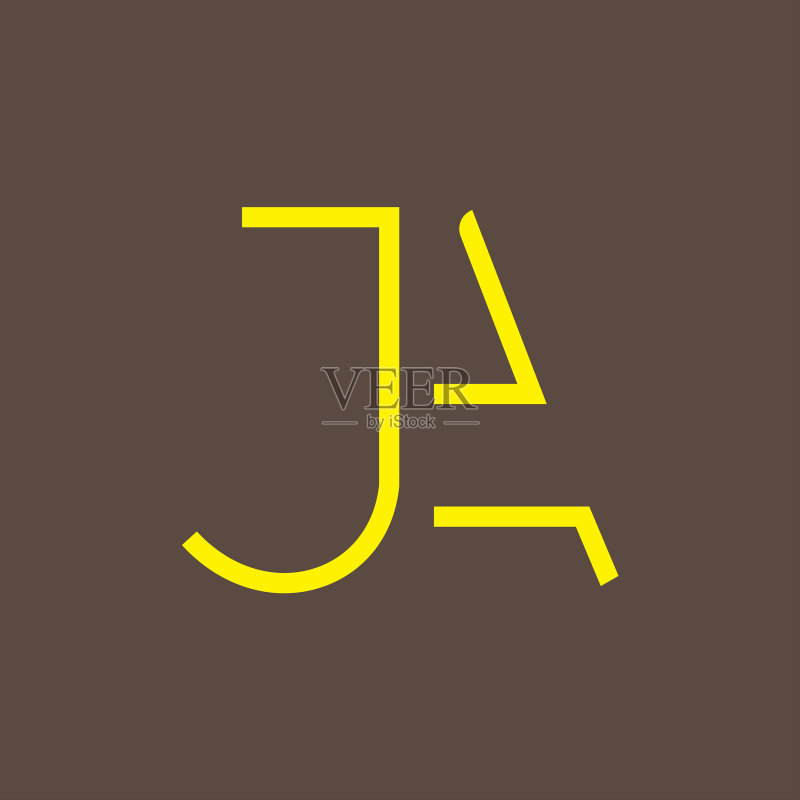 字母JA或AJ标志设计模板图标素材