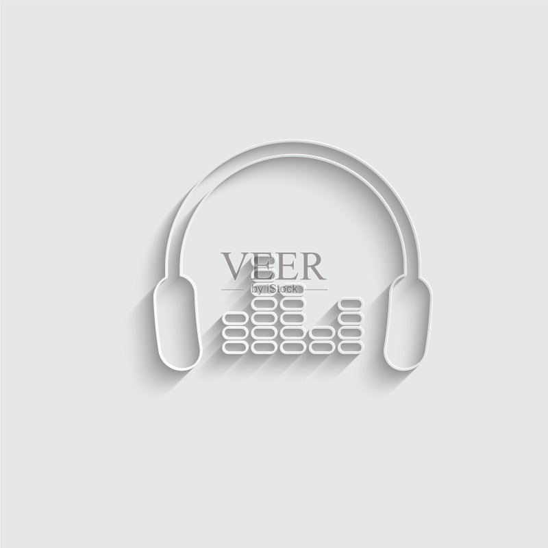 纸质耳机 - 黑色图标,听音乐图标素材