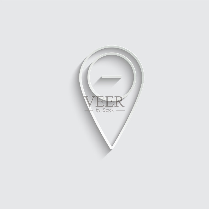 带有减号的纸质地图指针图标图标素材