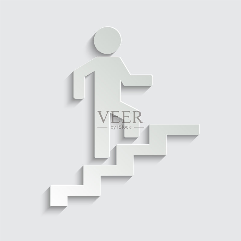 在楼梯上向上行走的人图标,适用于应用程序图标素材