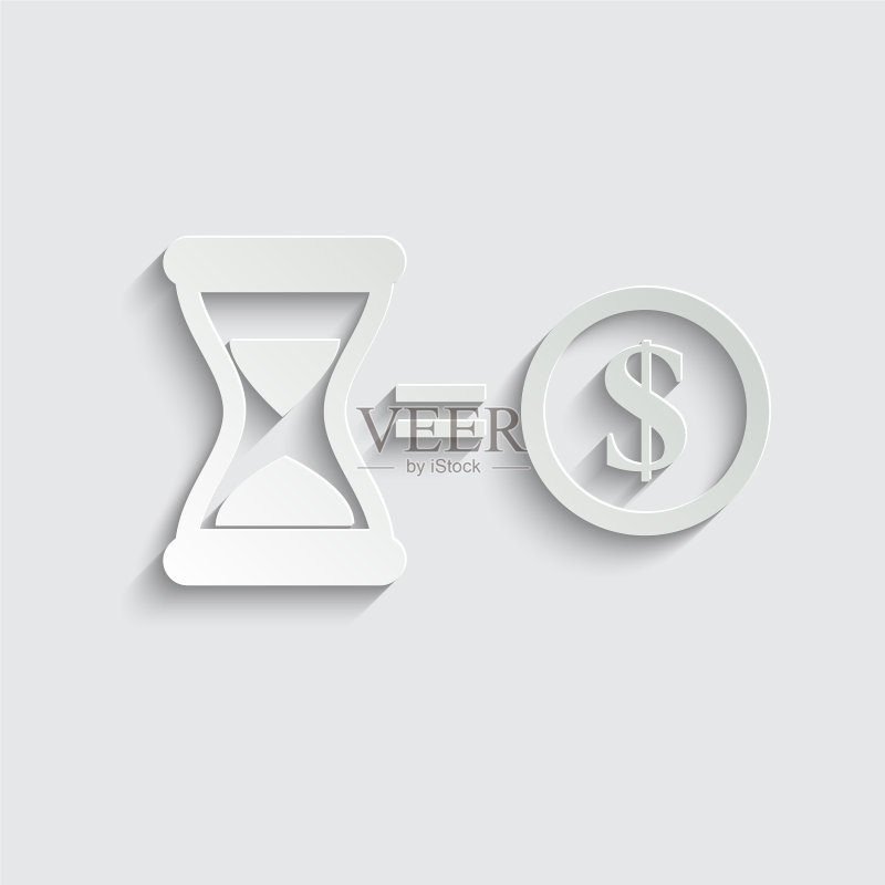 时间就是金钱图标:美元硬币和沙漏图标图标素材