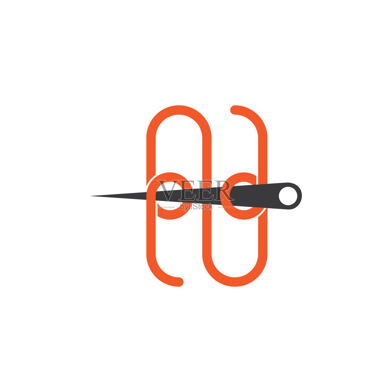 字母N链接线针符号logo图标素材