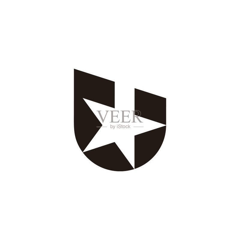 几何简约星星U字母符号标志图标素材