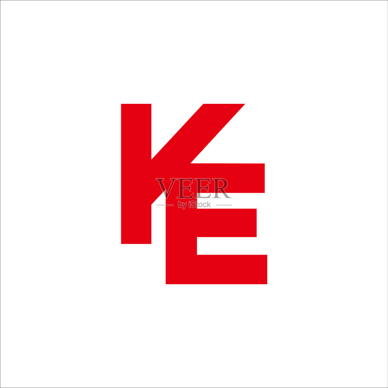 抽象字母KE简约几何连接符号图标素材