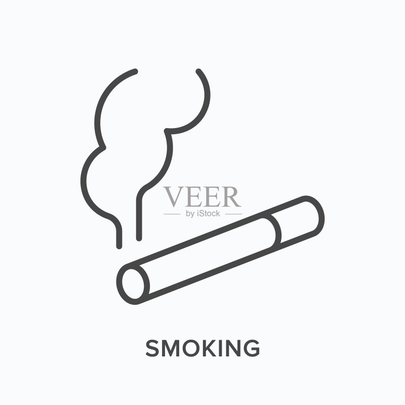 吸烟细线图标轮廓图标素材
