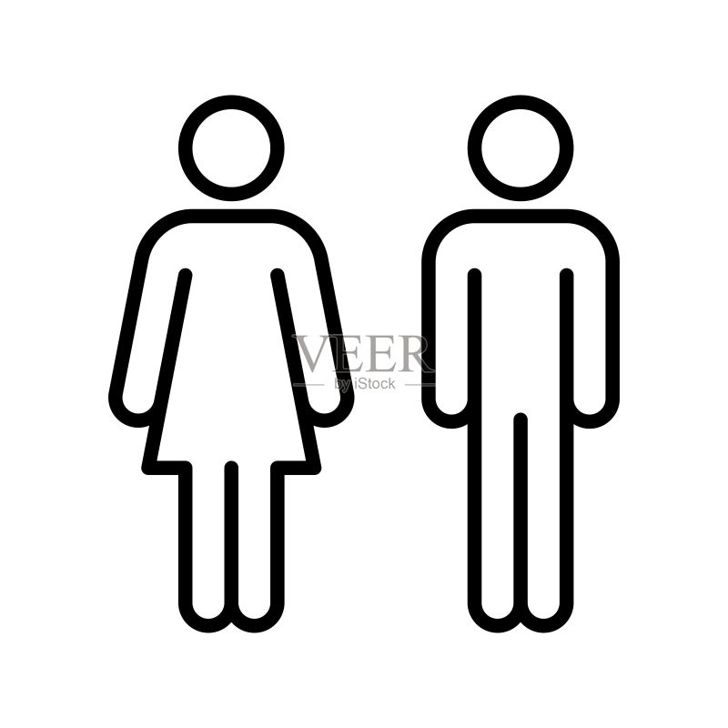 男人和女人标志线图标,隔离在白色背景上。男性和女性符号图标素材