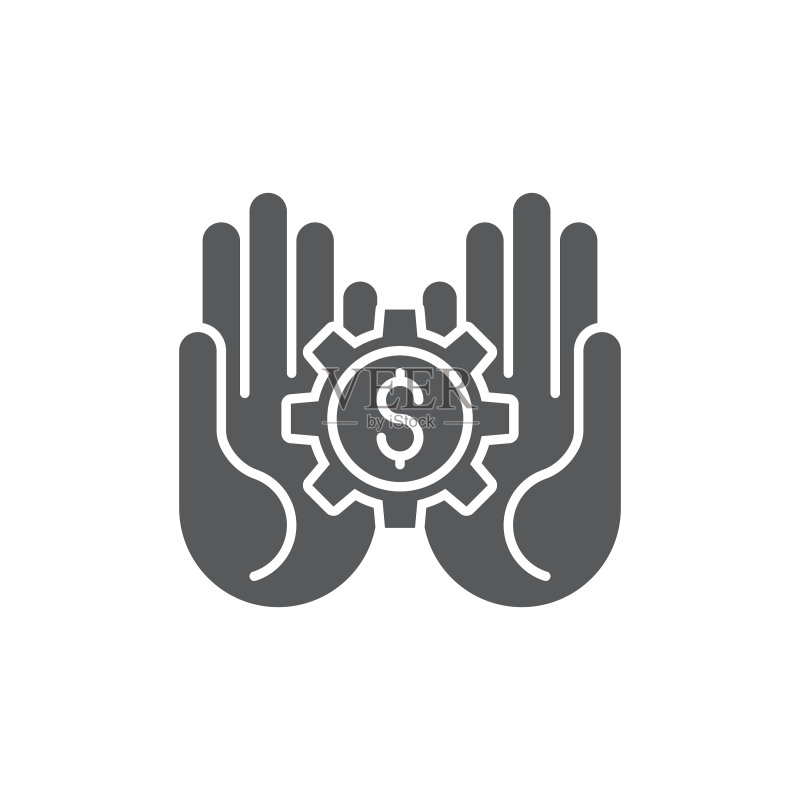 手持齿轮和金钱图标符号图标素材