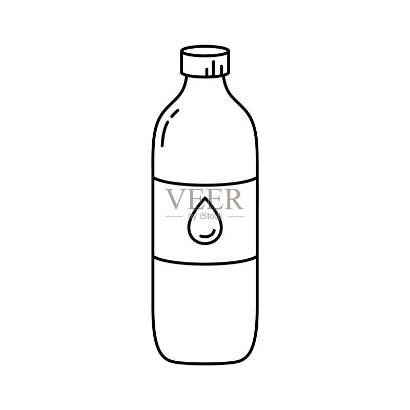 水或油瓶:带盖塑料容器线性图标图标素材