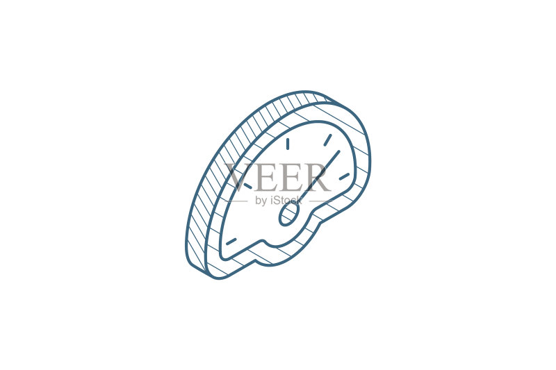 3D线条艺术:汽车仪表盘等距图标图标素材