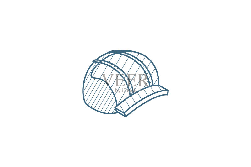3D线条建筑安全帽等距图标图标素材