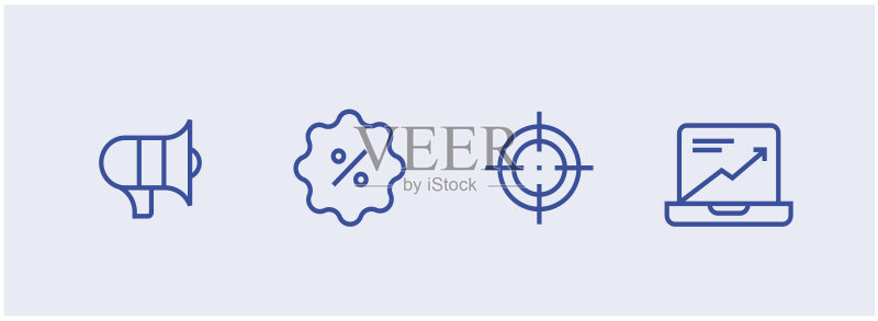 电子邮件营销社交媒体广告启动点赞按钮视频广告全球业务目标营销商业图标合集图标素材
