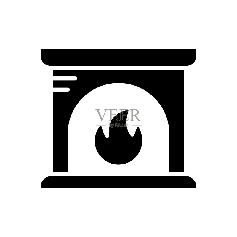 壁炉矢量字形图标。冬季标志图标素材