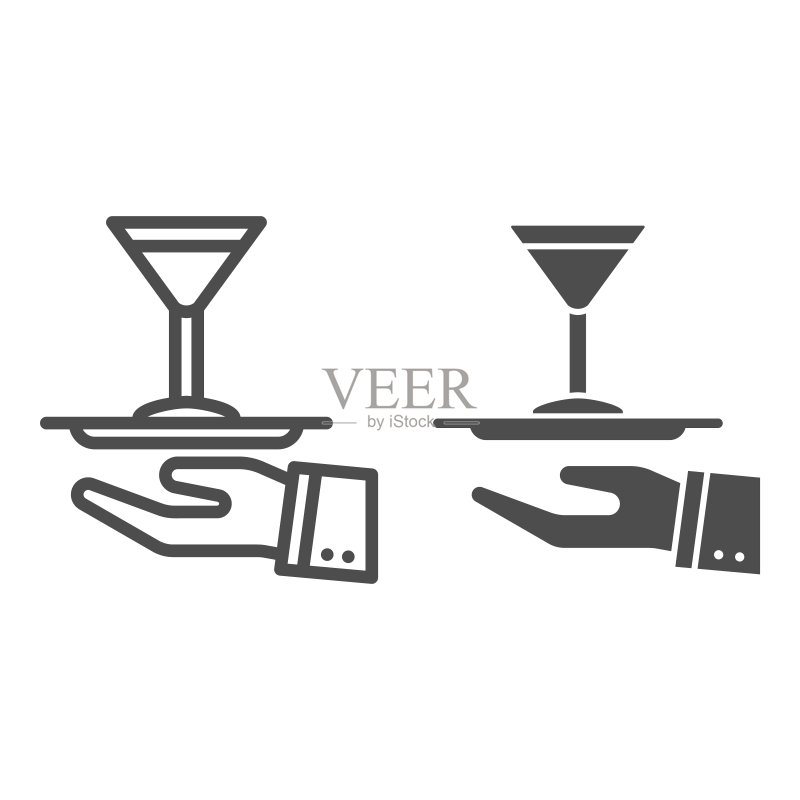 托盘鸡尾酒线性图标图标素材
