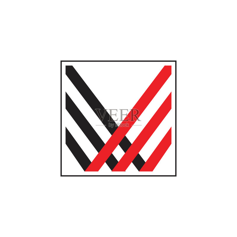 条纹丝带字母W logo图标素材