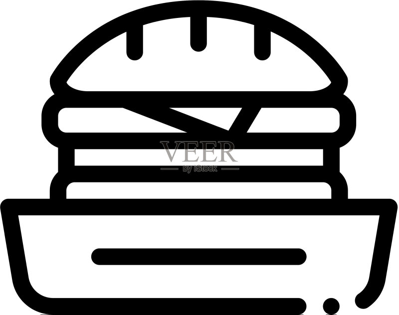 汉堡快餐图标轮廓图标素材