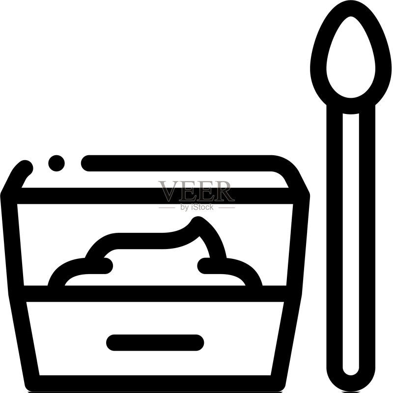带食物和勺子轮廓图标的容器图标素材