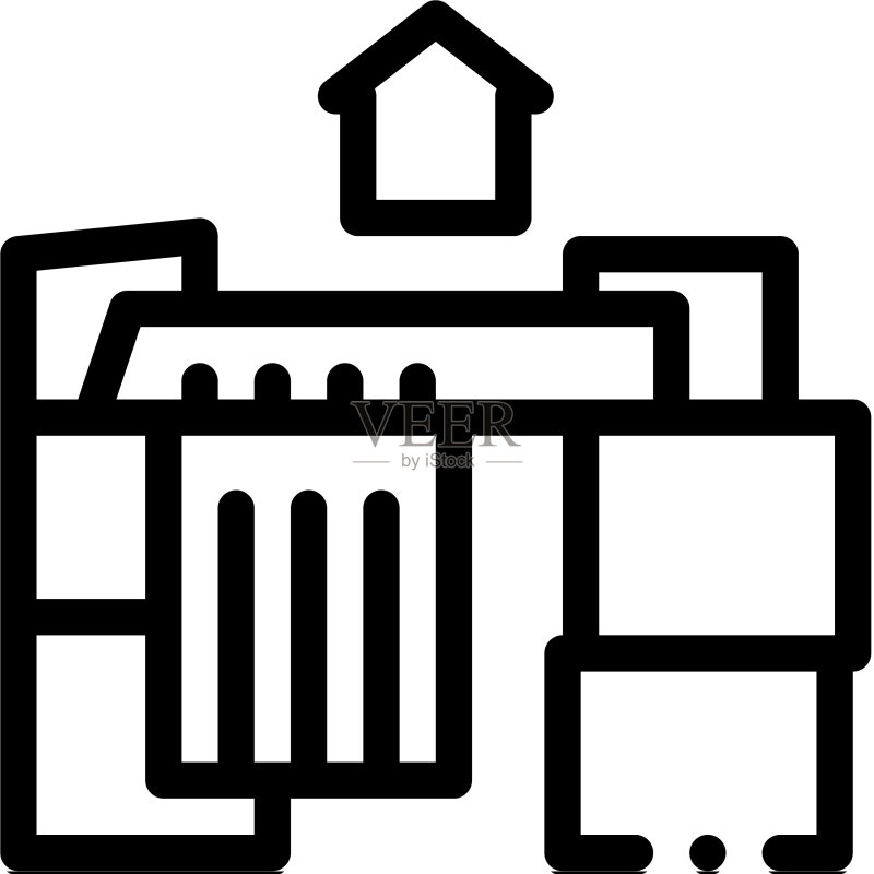 纸板房图标轮廓图标素材