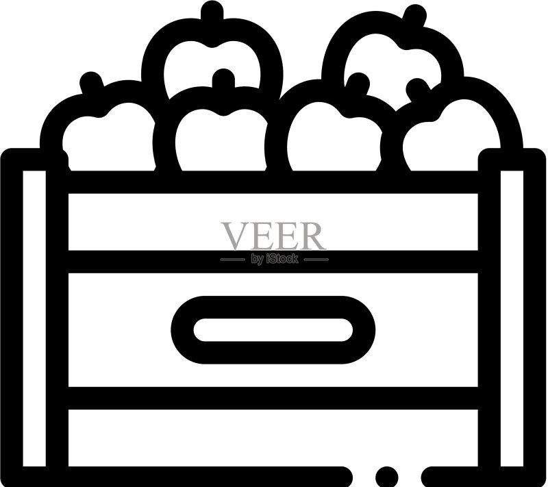 水果箱容器轮廓图标图标素材