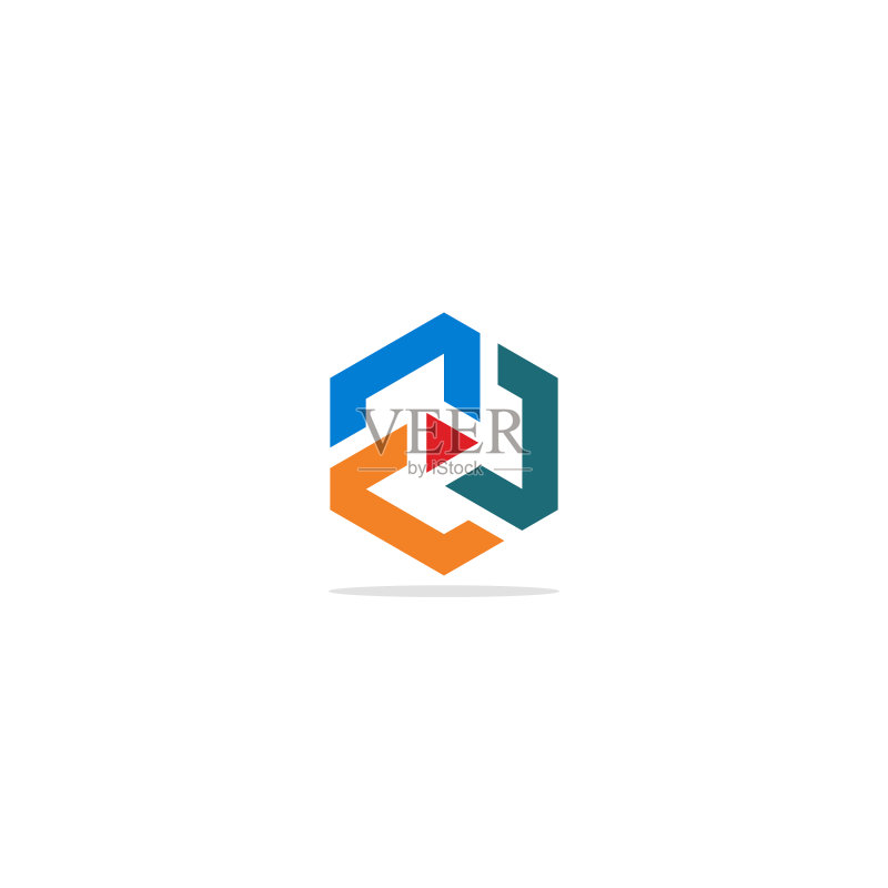 彩色多边形圆形公司Logo图标素材