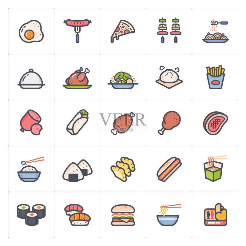 食物轮廓描边颜色图标图标素材