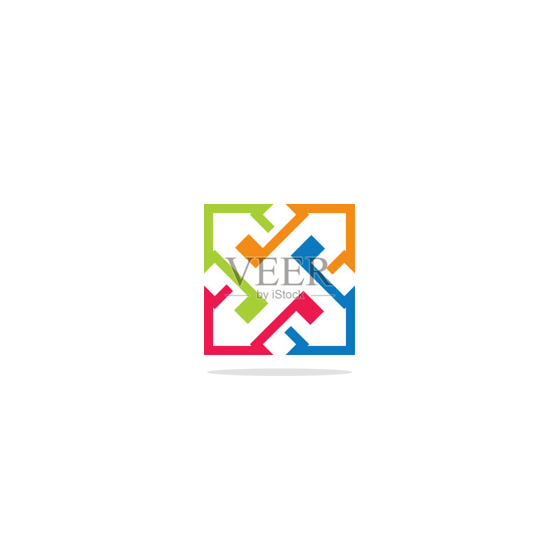 方形箭头圆形彩色logo图标素材