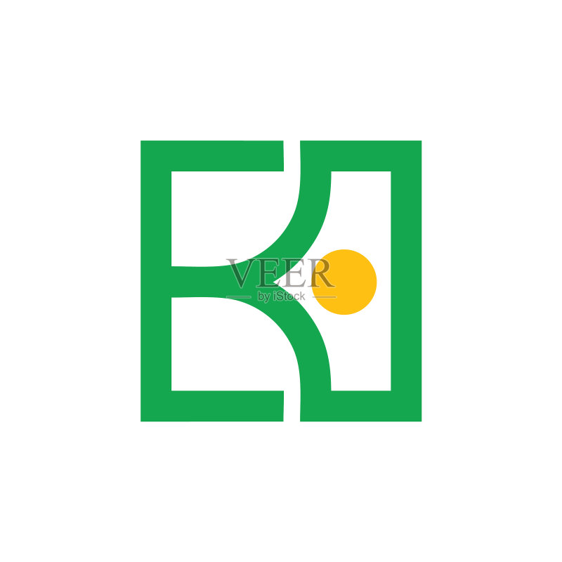 字母K方形太阳自然标志图标素材