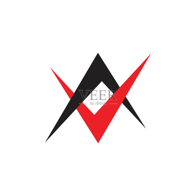 箭头相连的彩色字母AV Logo图标素材