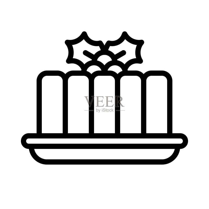 黑布丁图标,圣诞食物和饮料矢量图图标素材