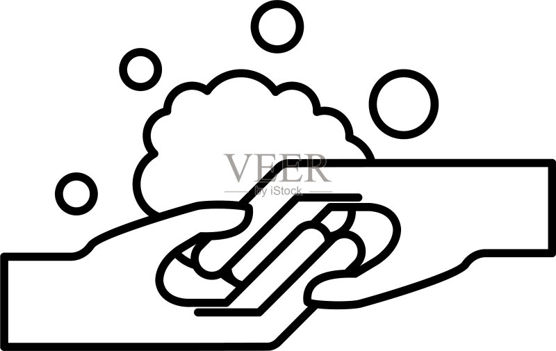 用肥皂洗手的线条风格图标图标素材