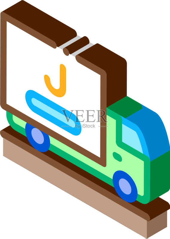 运送果汁的卡车2.5D等距图标图标素材