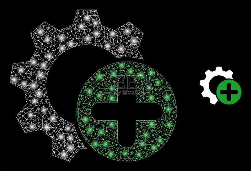 添加设置齿轮 - 明亮的光线网络图标素材