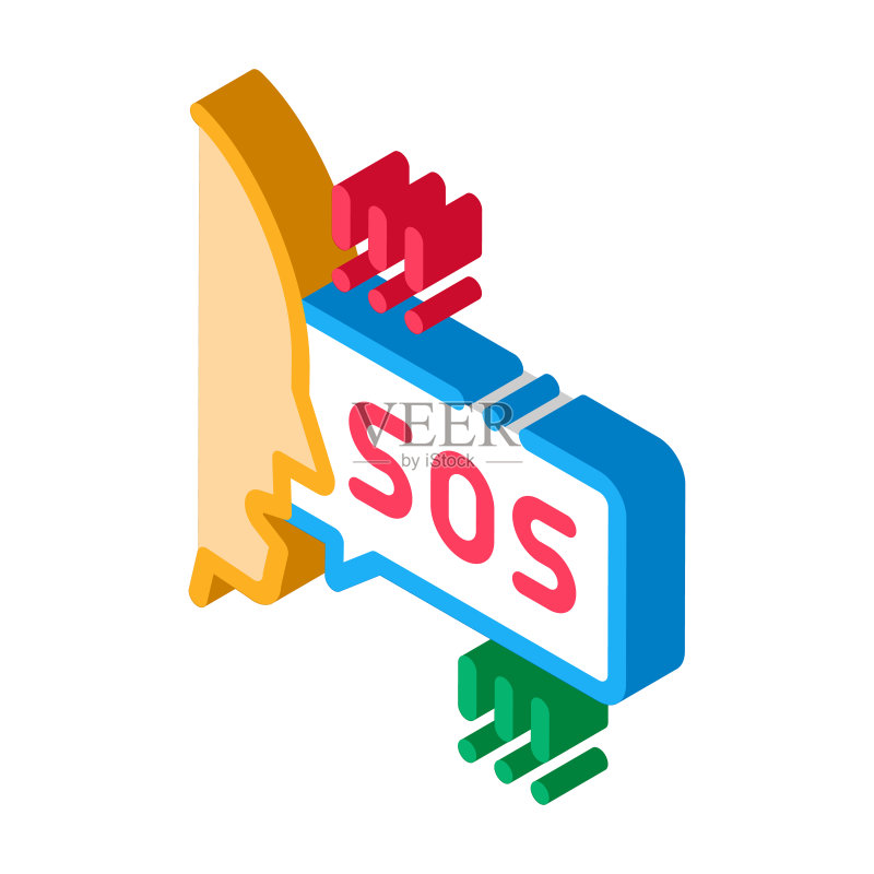尖叫求救的人2.5D矢量插画图标素材