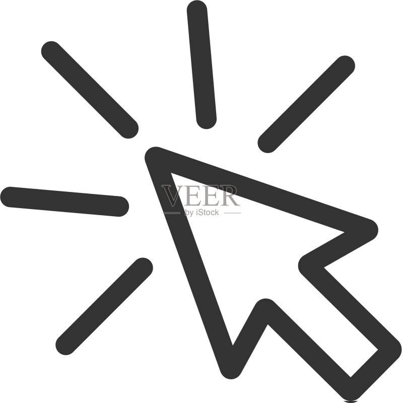 白色背景上的点击图标箭头鼠标图标素材