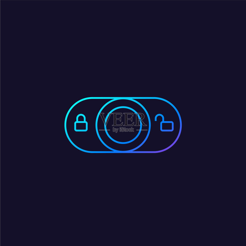 网页锁开关线性图标图标素材