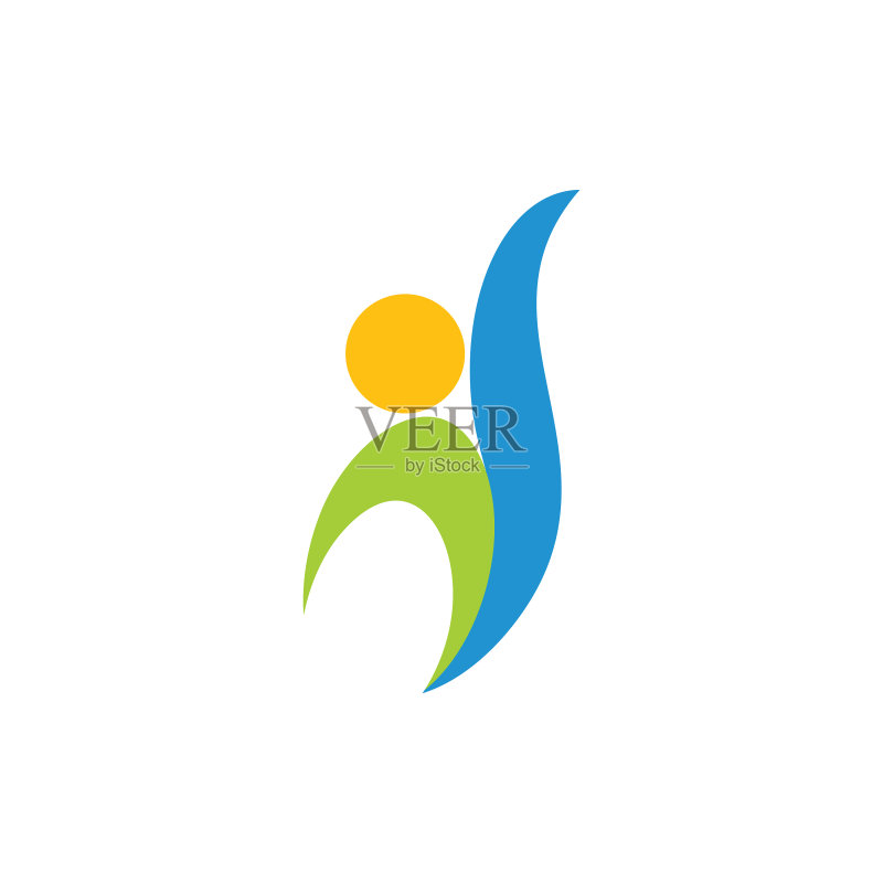 抽象健康人群曲线简约Logo图标素材