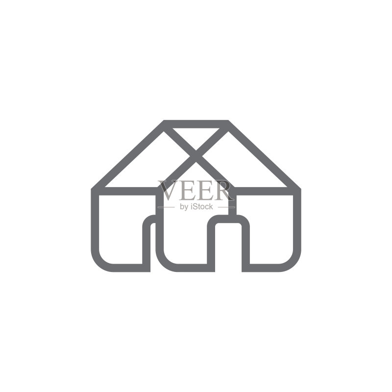 房屋建造重叠线条设计图标素材