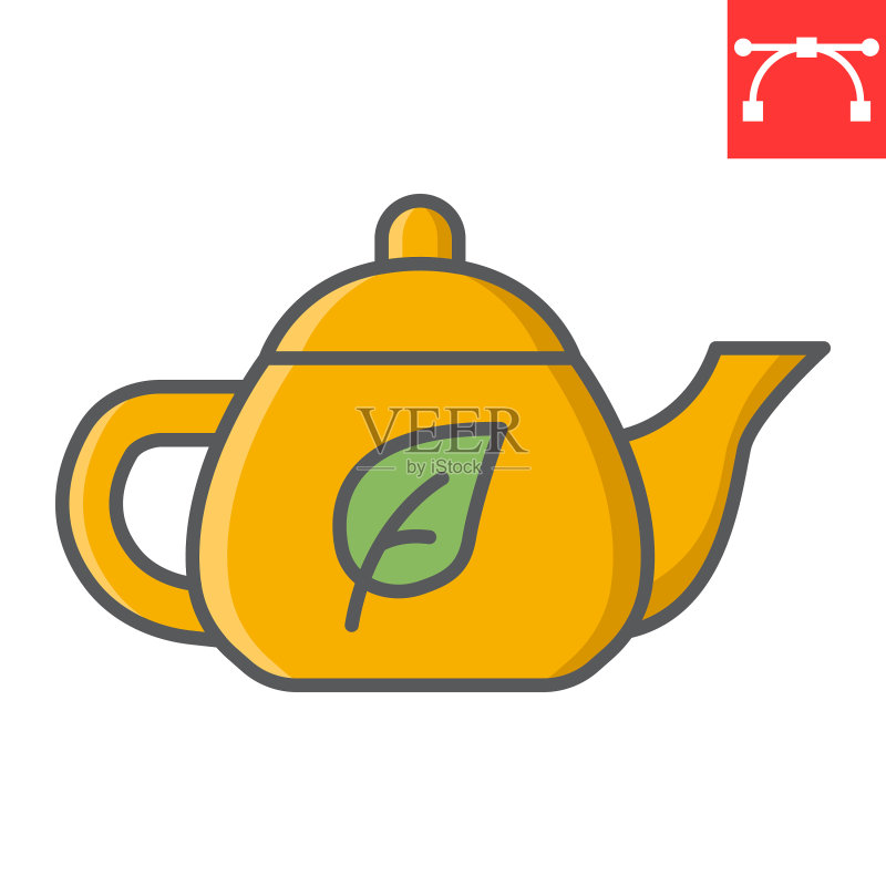 草药茶彩色线条图标,饮品和酮饮食图标素材