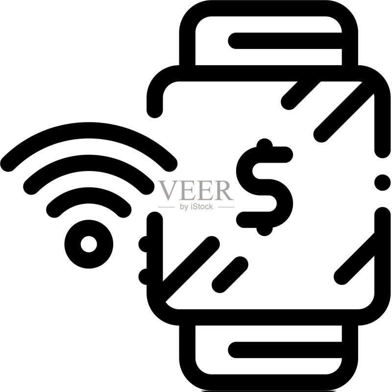 手表支付通行证图标轮廓图标素材
