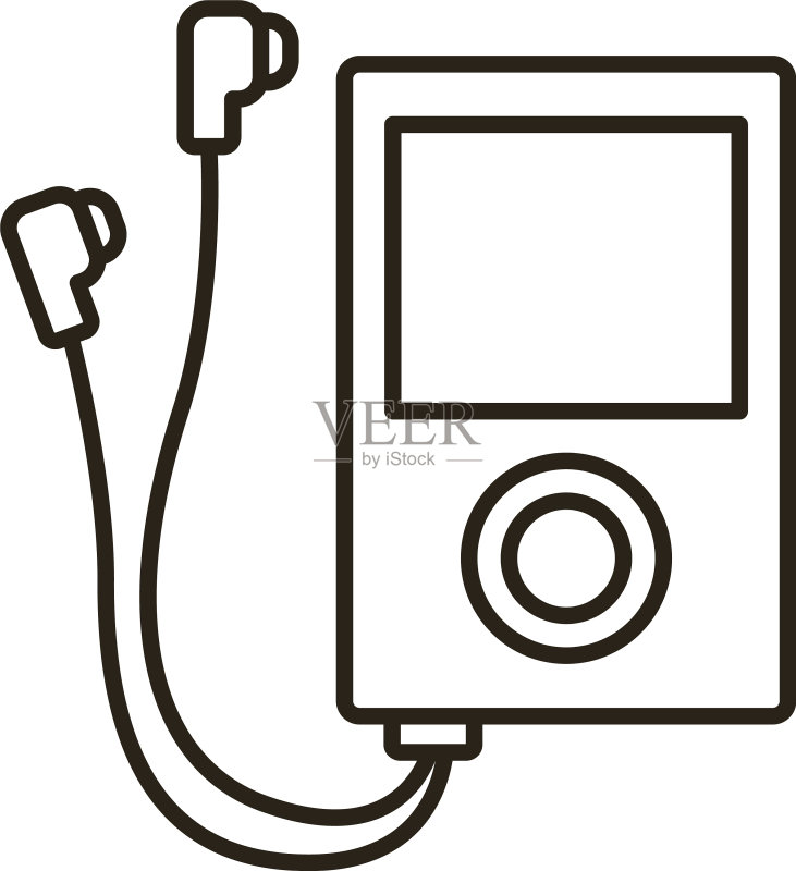 MP3音乐播放器设备线性风格图标图标素材