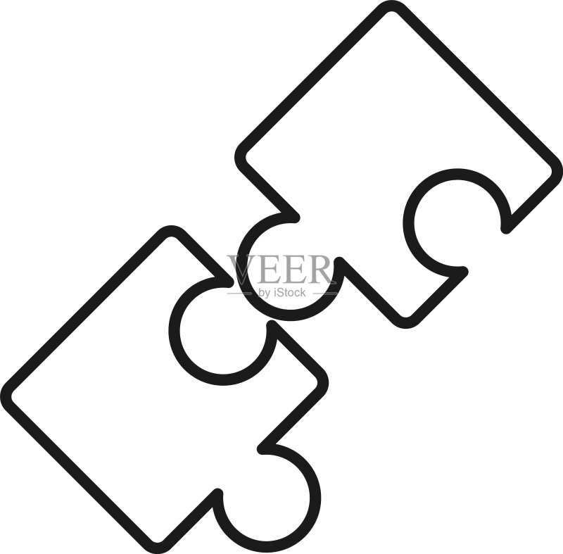 拼图碎片团队合作理念线性风格图标图标素材