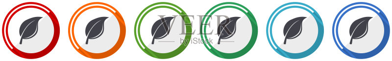 自然图标集(扁平风格矢量图,6种颜色可选,适用于网页和移动应用)图标素材