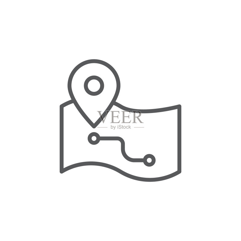 地图路线图标符号(白色背景)图标素材