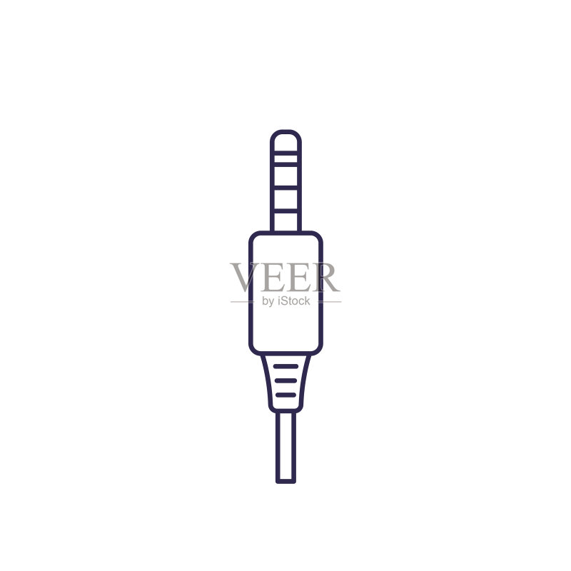音频线插孔连接器线性图标图标素材