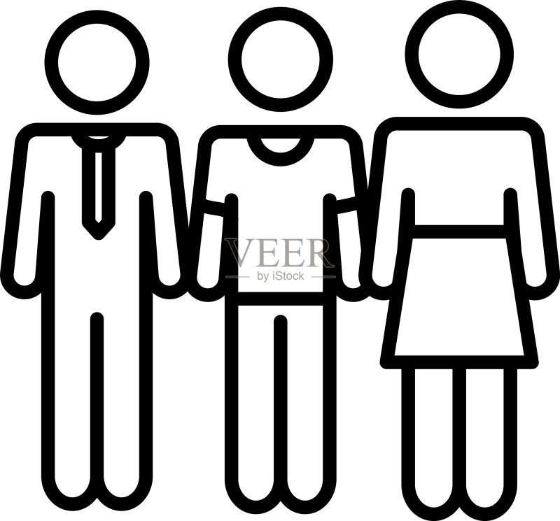 与男人和女人站在一起的商人象形图图标素材