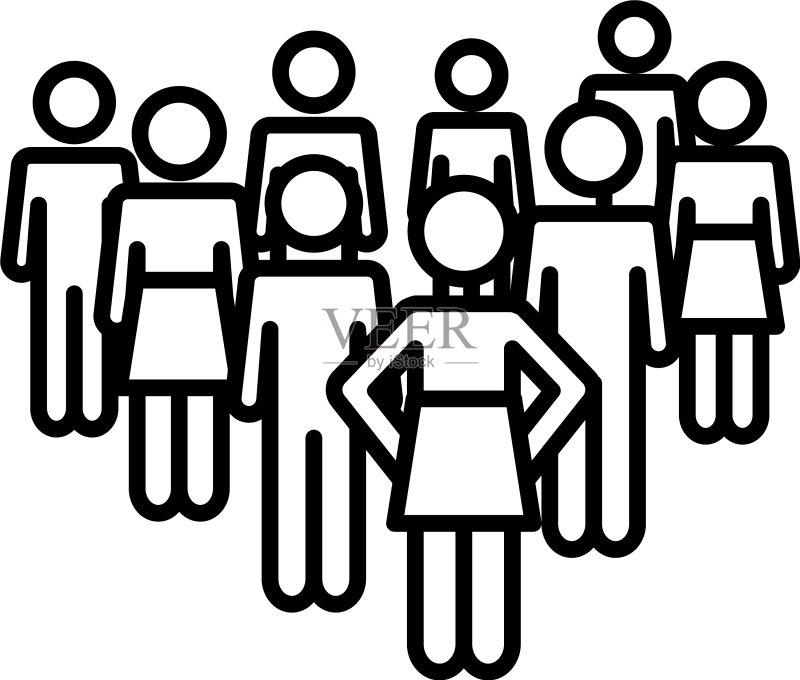 男人和女人站立线条风格象形图图标素材