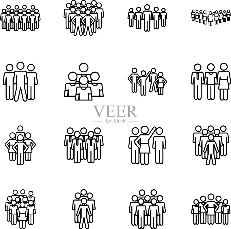 人群和人物图标线条集图标素材