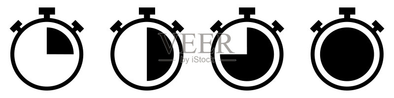 定时器矢量图标合集,定时器和秒表图标,矢量插画EPS 10图标素材