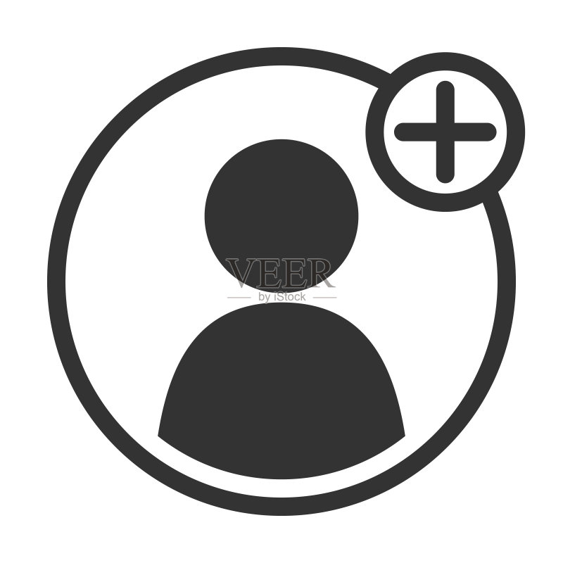 添加用户矢量扁平图标:带加号的个人资料,用于网页和应用程序图标素材